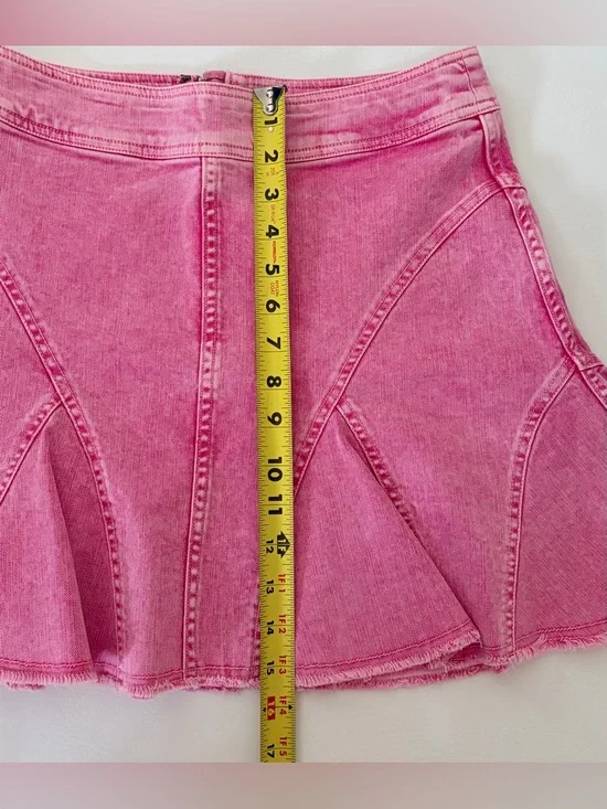 Anthropologie Pilcro Skirt Seamed Flared Mini Skirt Pink Size 6 - Picture 10 of 16